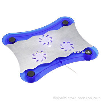 Blue LED USB Laptop Cooler Pad with 3 Fans, Size 278*46*326mm